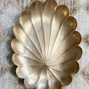 Large Vintage Brass Scallop Shell Tray